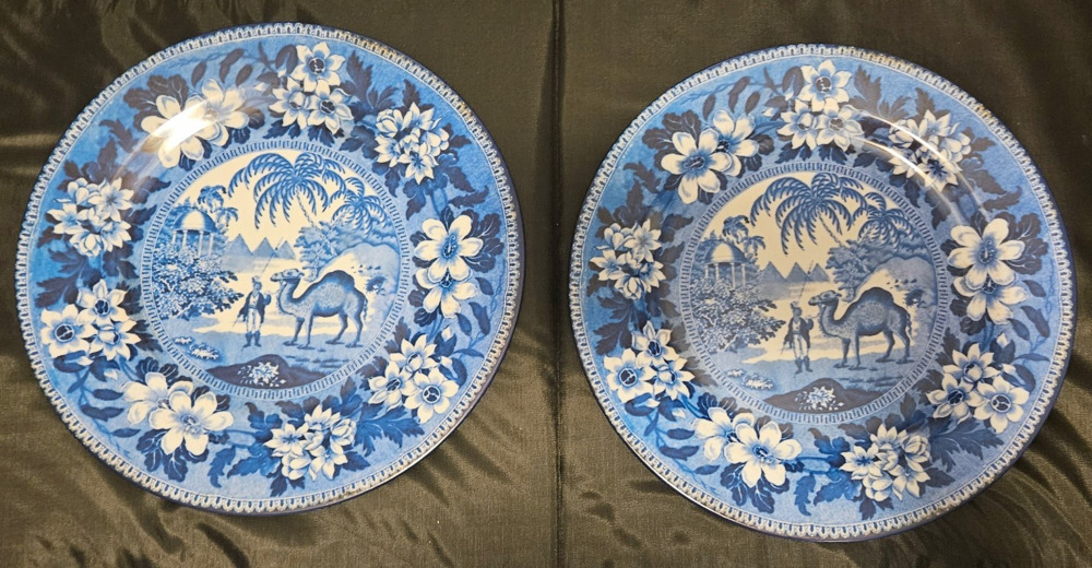 Metropolitan Museum of Art Blue White Tin Wall Plates Set of 2 England Floral Ca